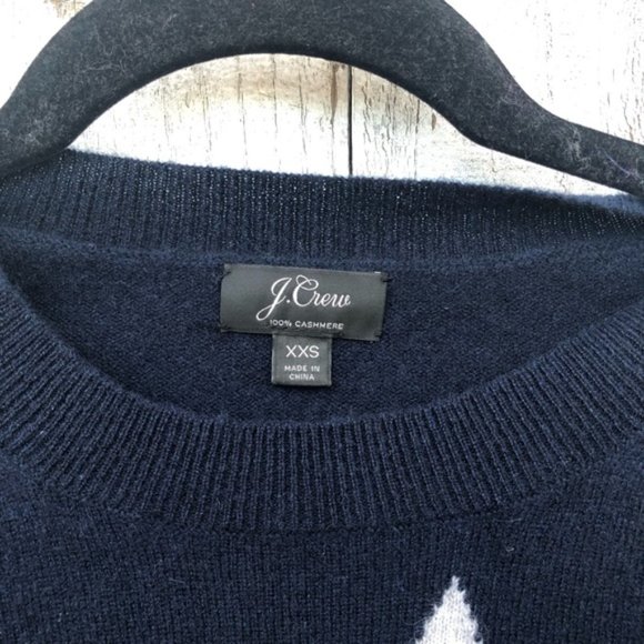 J. Crew Cashmere Star Navy Pullover - Picture 4 of 9
